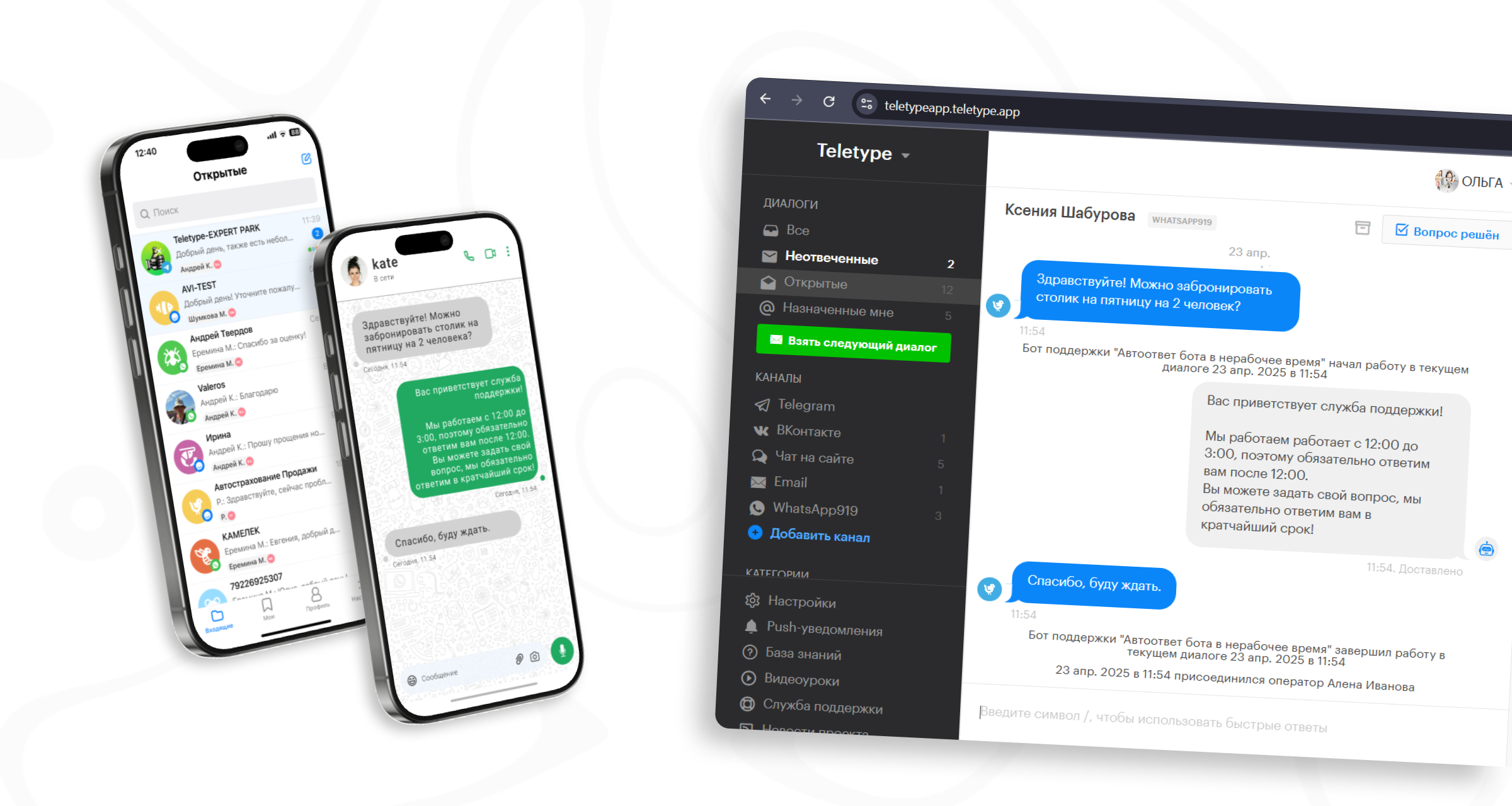 Интерфейс агрегатора TeletypeApp