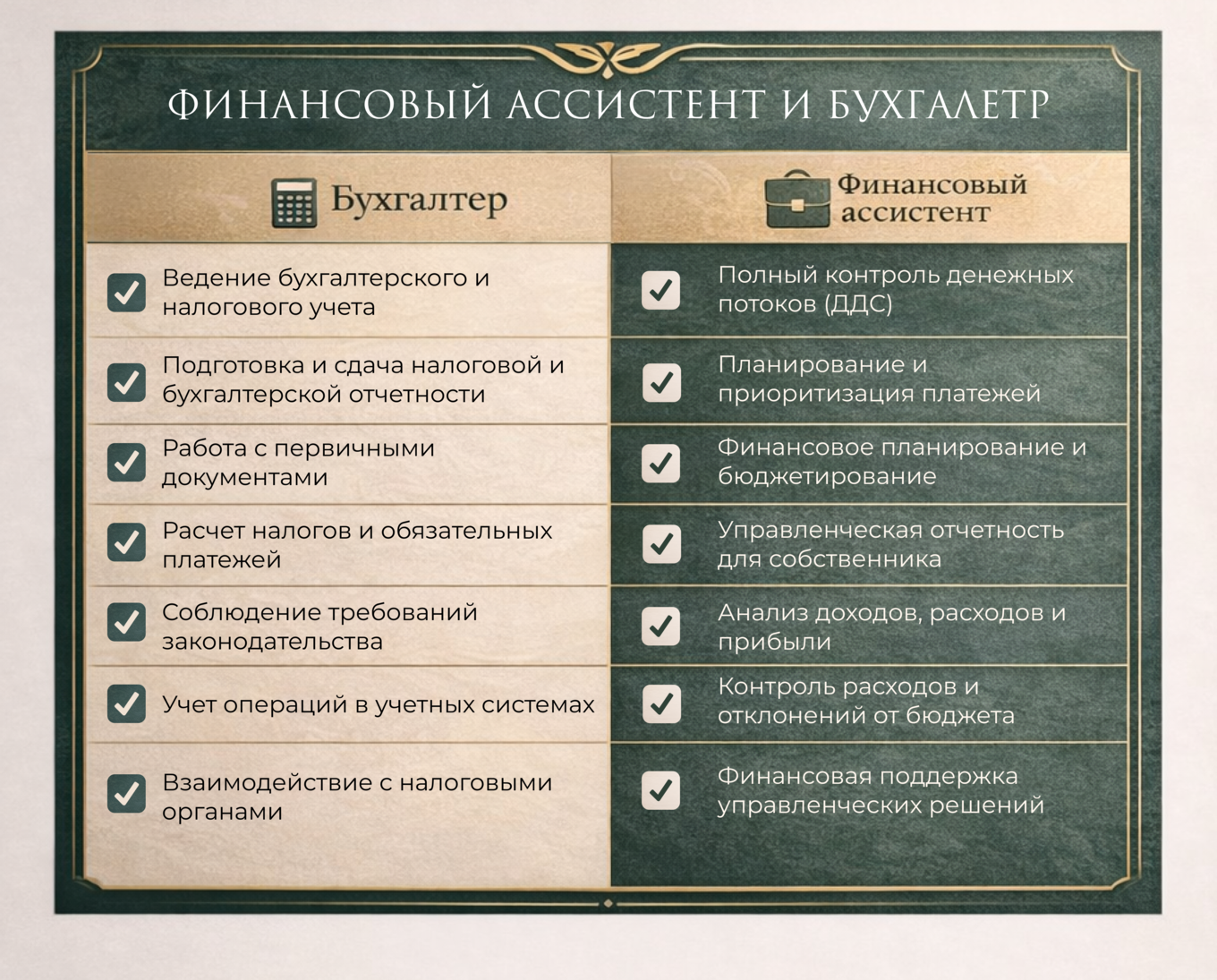 Бухгалтер и финансовый ассистент — разделение функций