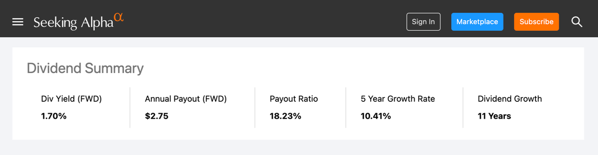 Информация по дивидендам RS. На вкладке Dividend History можно ознакомиться со всеми дивидендными выплатами компании начиная с 1994&nbsp;года. Источник: seekingalpha.com