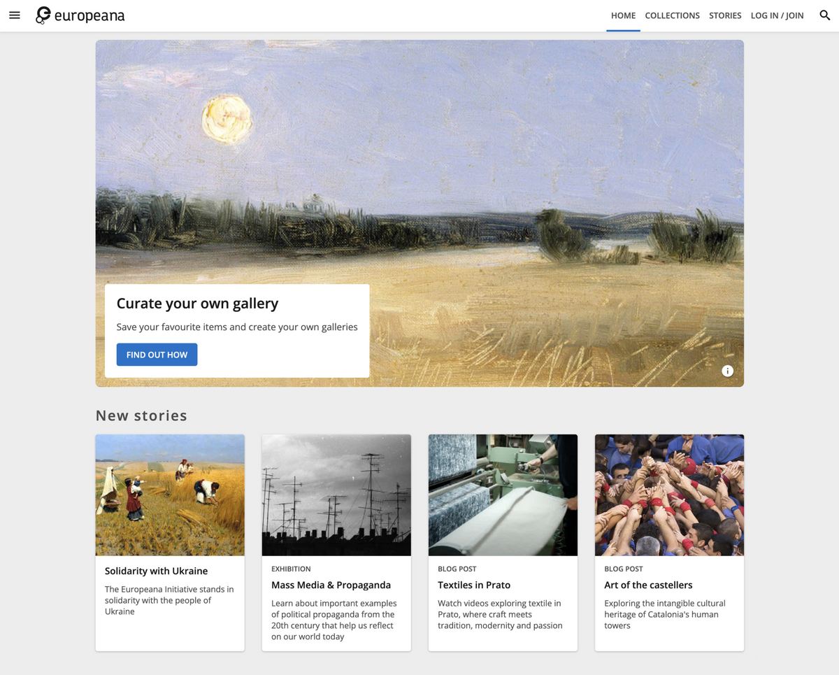 Контент на Europeana систематизирован по содержанию