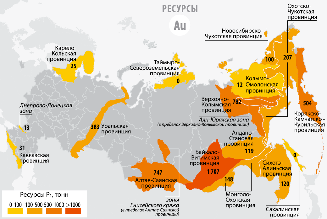 Карта золотоносных рек