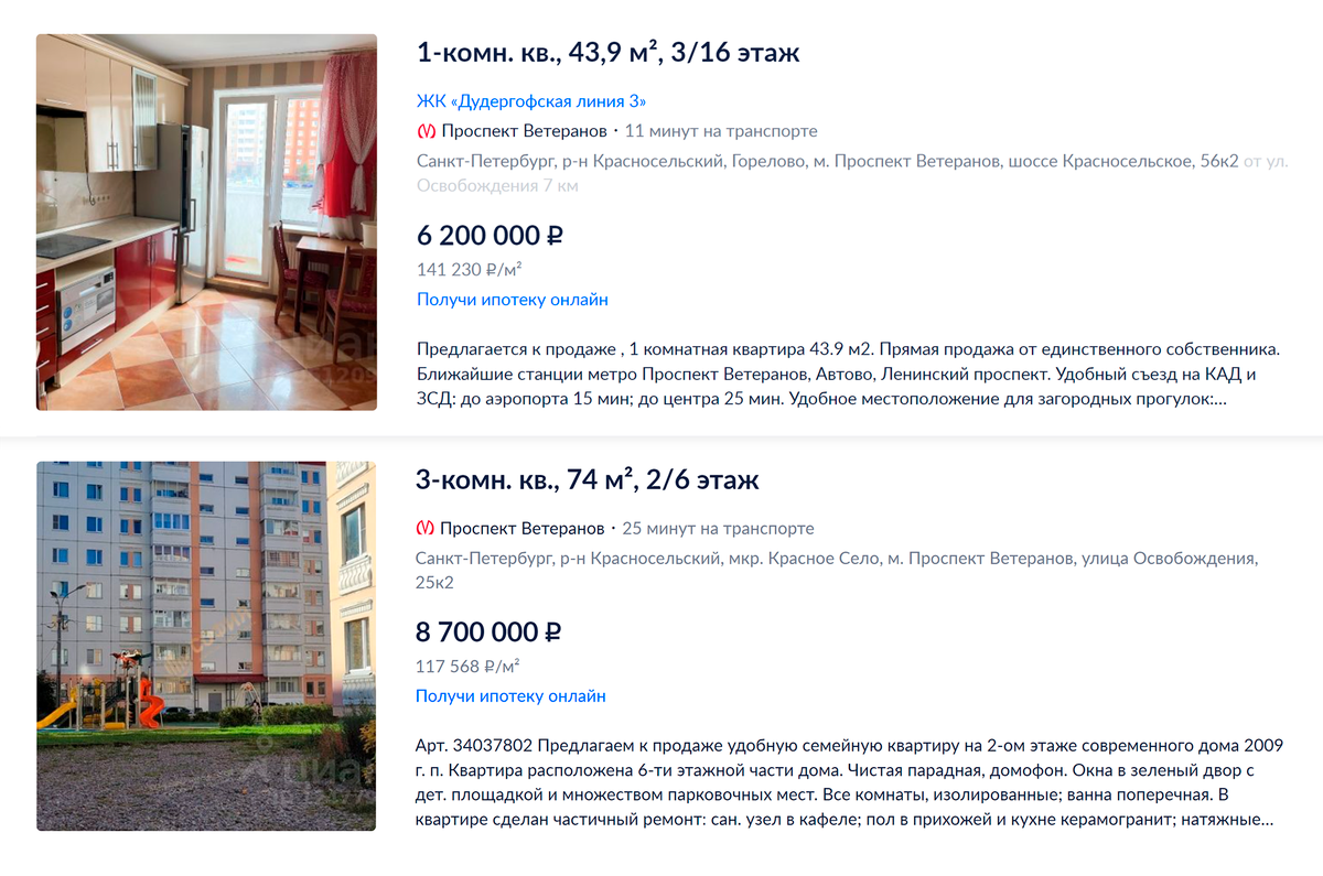 В Красном Селе порой кажется, что выгоднее купить квартиру большей площади. Источник: cian.ru