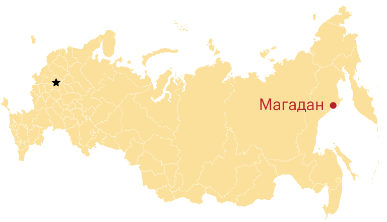 Магадан на карте России