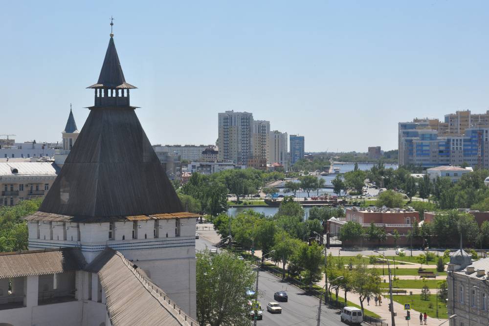 Вид на город со стены Астраханского кремля