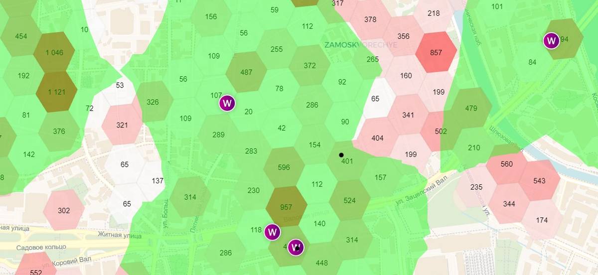 Это карта с зонами — если открыть пункт в зоне зеленого покрытия, комиссия за оборот будет меньше