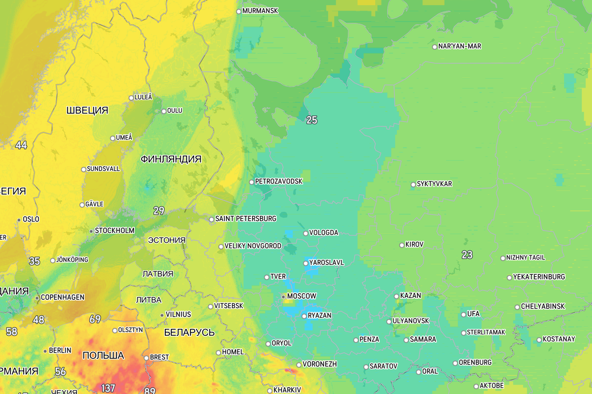 На сайте проекта Accuweather можно следить за качеством воздуха в некоторых городах РФ в реальном времени. Можно увеличить карту и найти на ней свой город, а можно набрать его название на русском языке в поисковике под&nbsp;картой