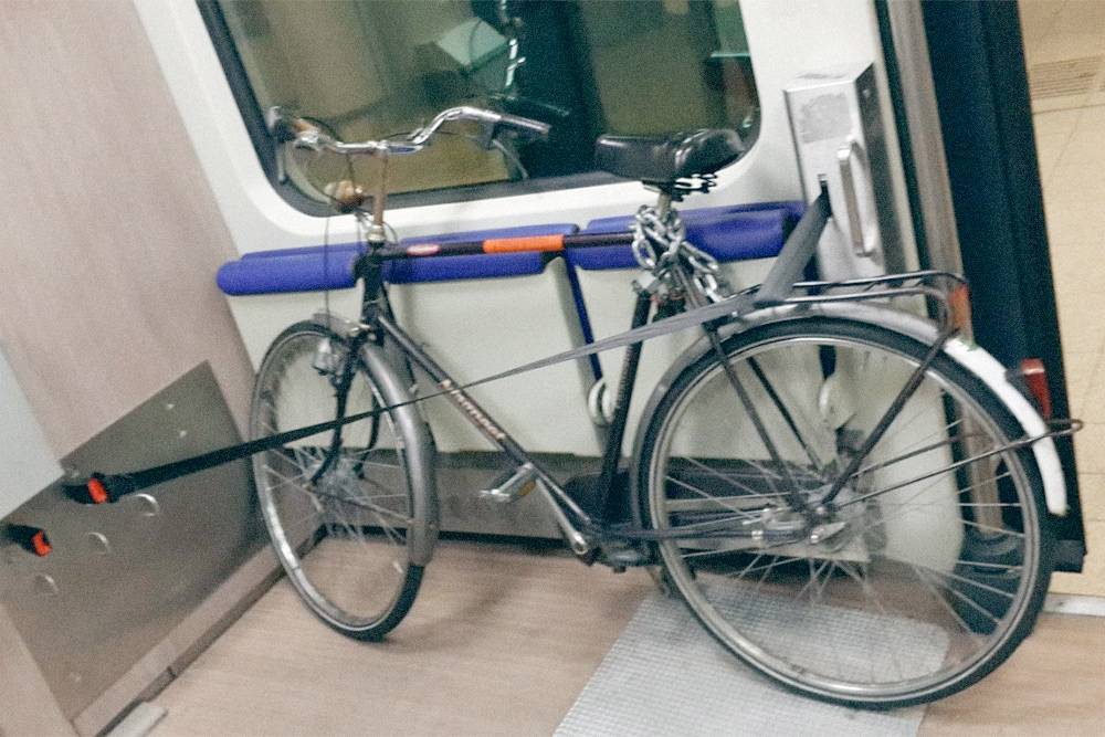 В пригородном поезде Нидерландов были специальные места для велосипедов. Цена перевозки — 6,20 € (465 <span class=ruble>Р</span>)