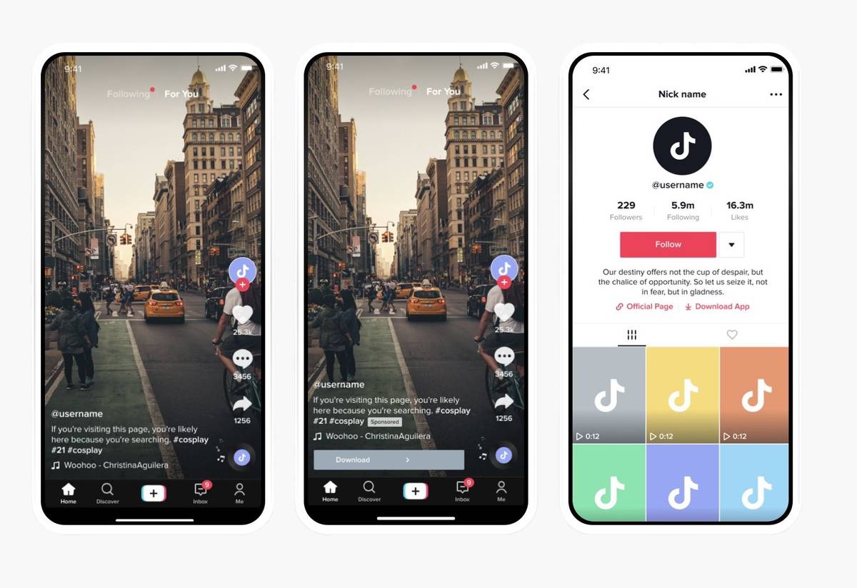 Так выглядит рекламное видео в формате Spark Ads: пользователь может перейти из рекламы в профиль и подписаться
