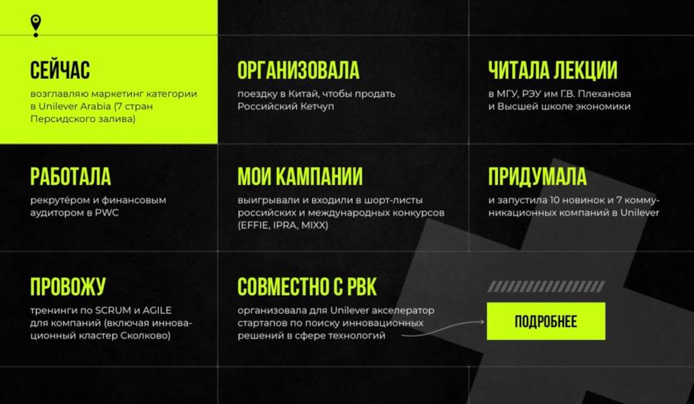 Несмотря на количество текста, читать легко: помогают крупные короткие заголовки каждого блока и емкие формулировки