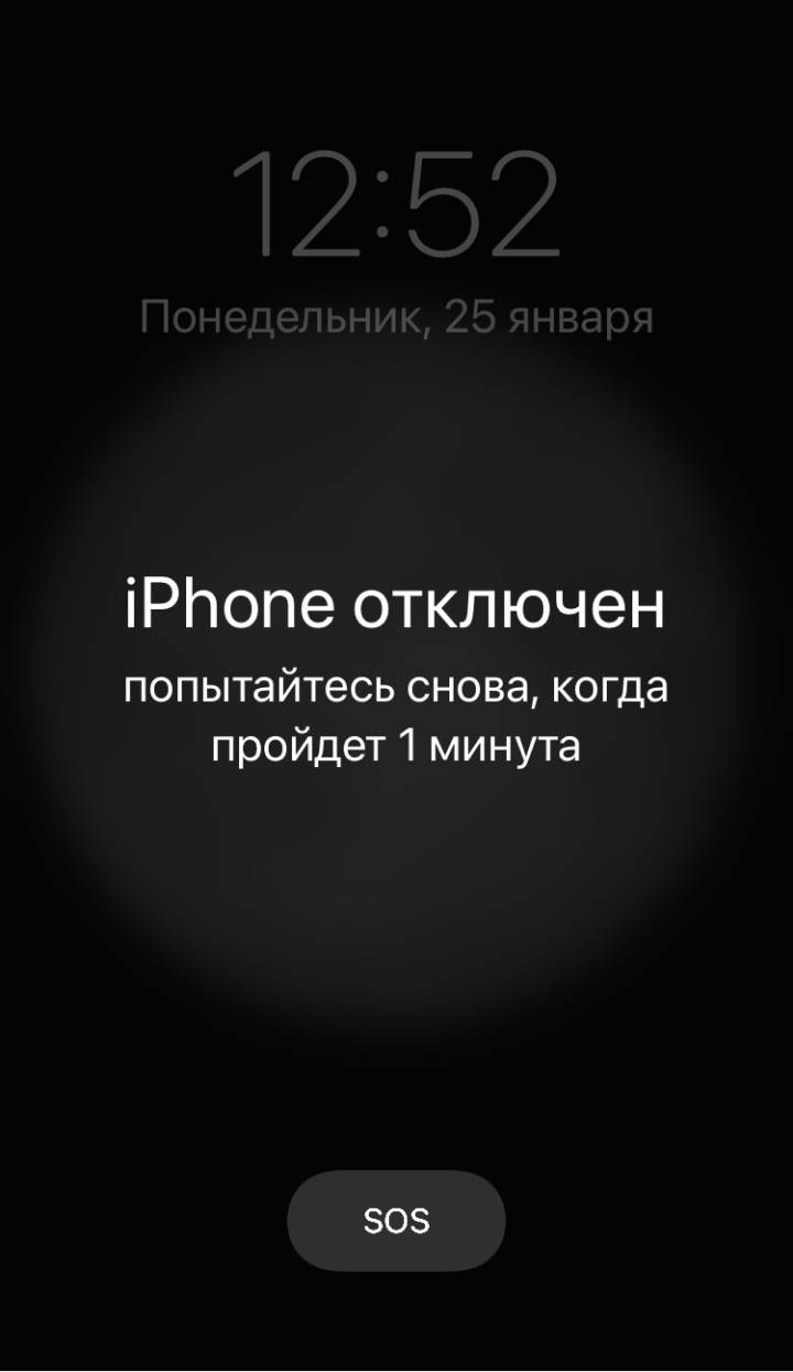 Я ввел неправильный пароль четыре раза и получил такое сообщение