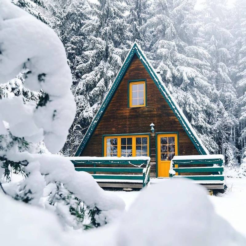 Фото этого домика в Германии вдохновило меня сделать желтые двери и окна. Источник: блог Cabin lifestyler
