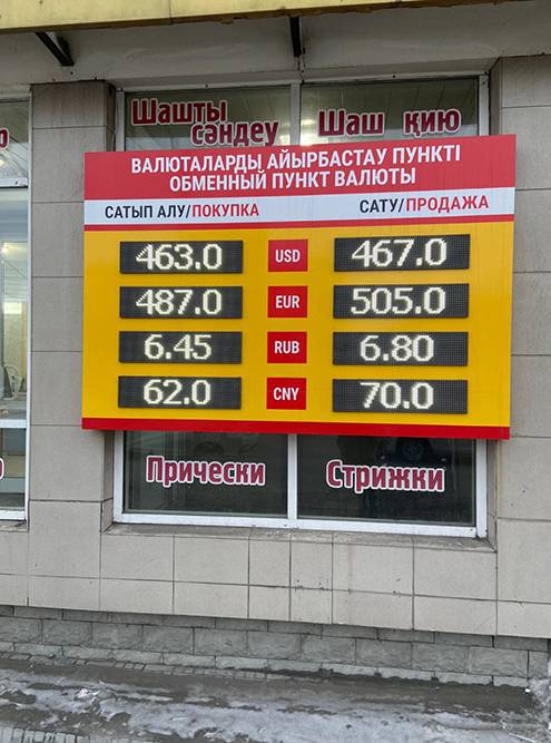 Курс валют в одном из пунктов обмена