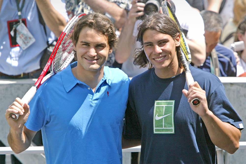 Роджер Федерер и Рафаэль Надаль на French Open в 2005&nbsp;году. Источник: Cynthia&nbsp;Lum&nbsp;/ Getty Images