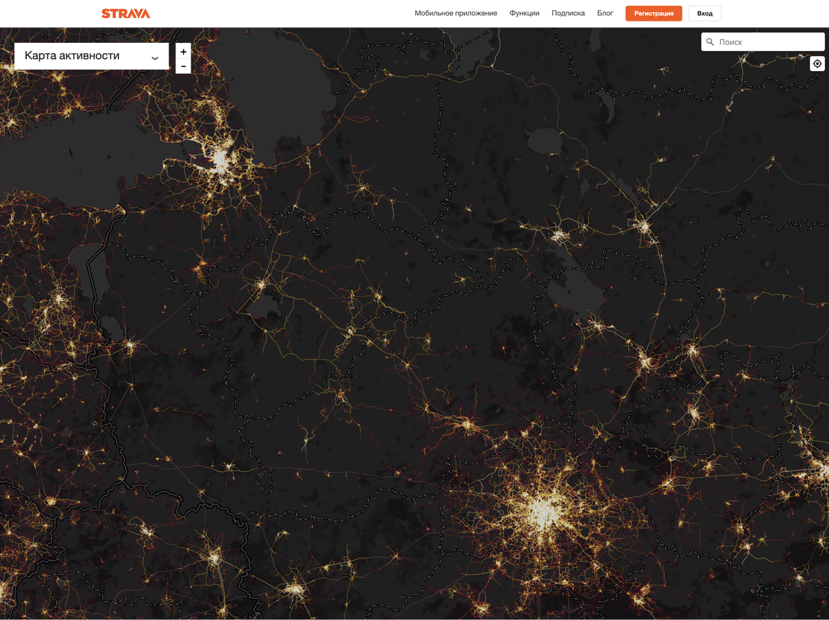 Карта активности strava
