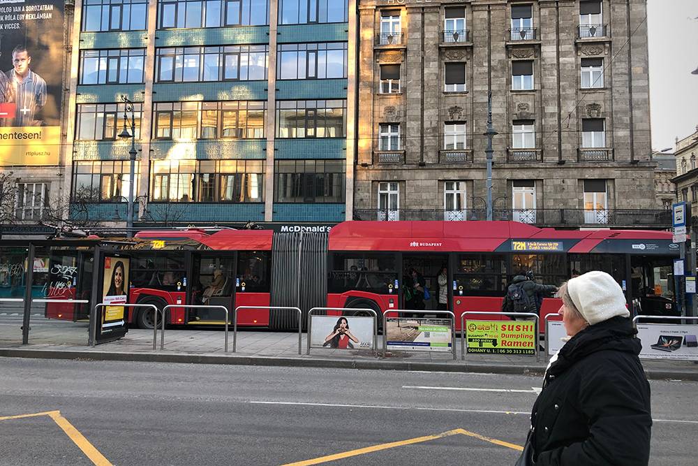 Троллейбусы в Будапеште красные, а автобусы — синие
