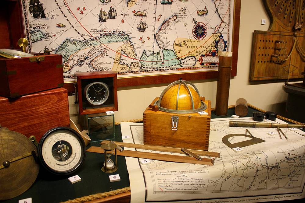 На выставке представлены навигационные приборы прошлых лет