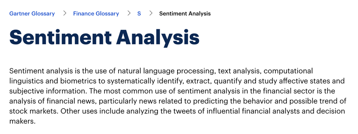 Определение термина sentiment analysis, который переводится как «анализ тональности». Так называется область компьютерной лингвистики, которая изучает эмоции в текстах