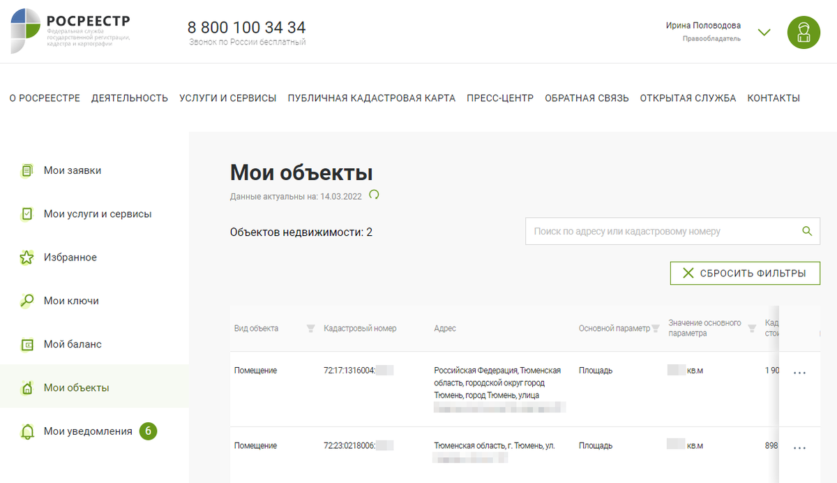 Вся ваша недвижимость, зарегистрированная в&nbsp;ЕГРН, отображается в&nbsp;разделе «Мои объекты» личного кабинета на&nbsp;портале Росреестра