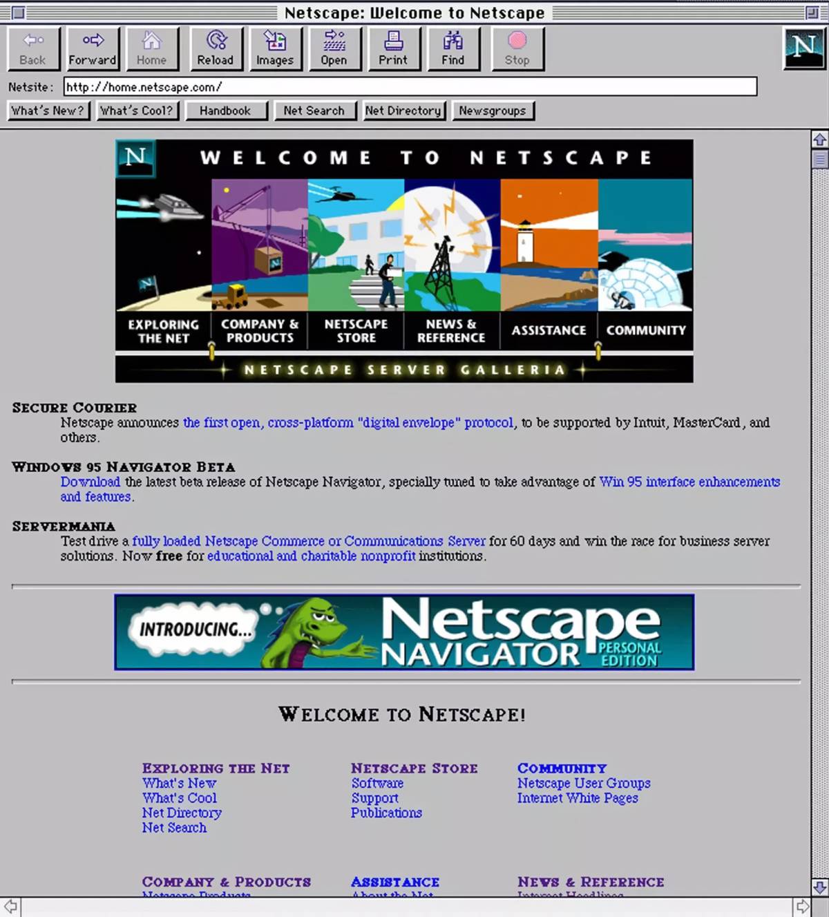 Так выглядел браузер Netscape Navigator&nbsp;2 в 1995&nbsp;году — самый популярный для&nbsp;той эпохи. Когда-то такой дизайн казался прогрессивным. Источник: versionmuseum.com