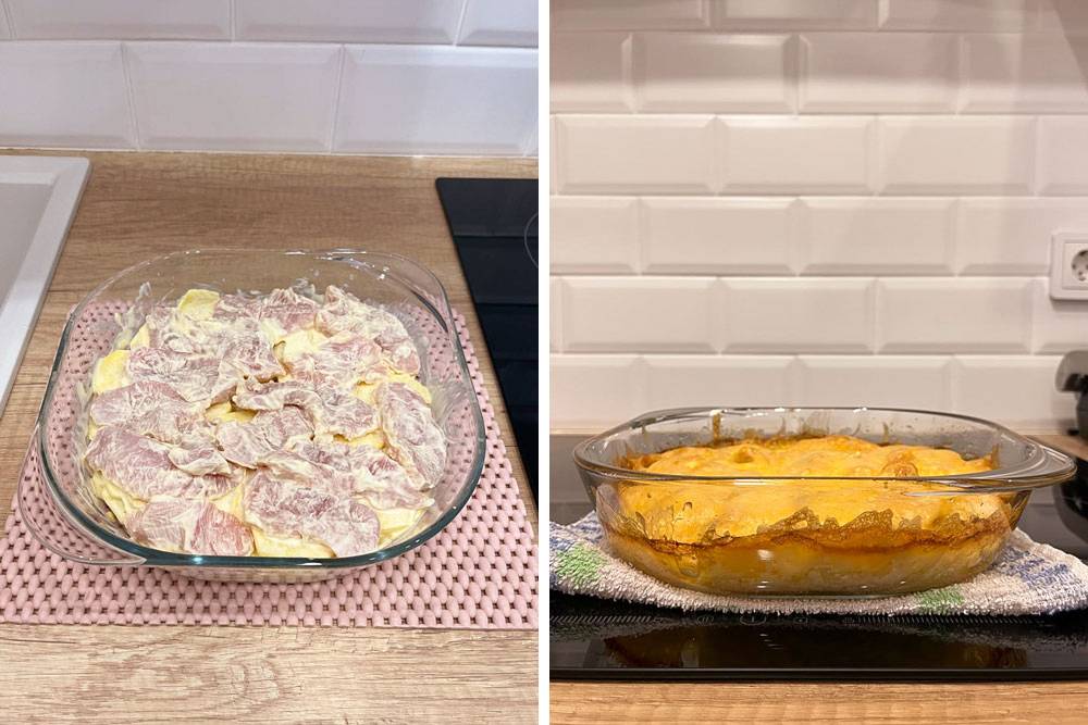 «До и после» у&nbsp;картошки. Сверху посыпала сыром, обожаю сырную корочку