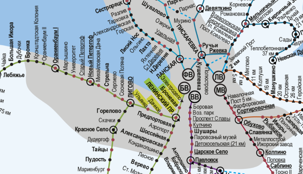 Карта электричек ленобласть