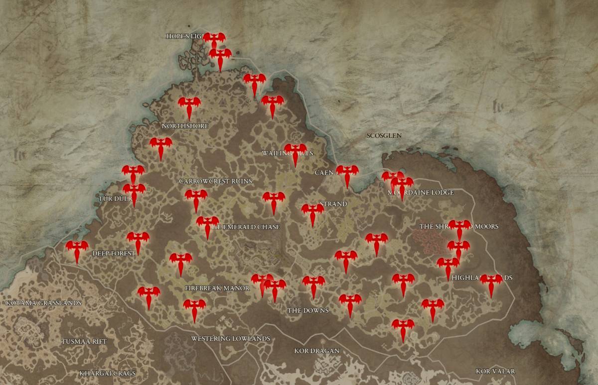 Алтари Лилит в Diablo 4: карта мест, где их можно найти
