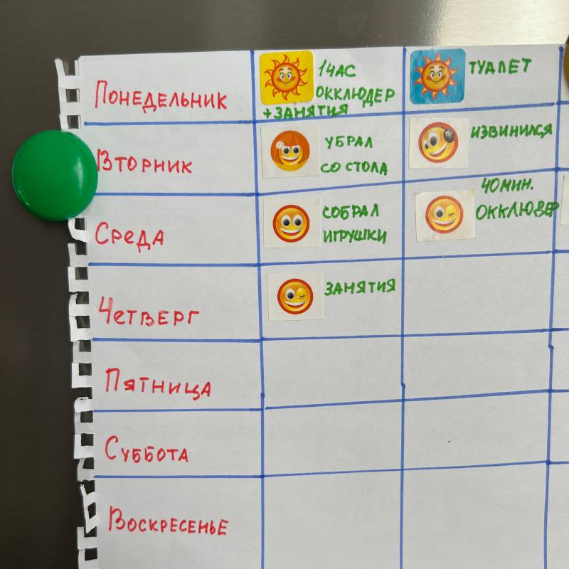 Так выглядит наша система мотивации. Разместили ее на дверце холодильника