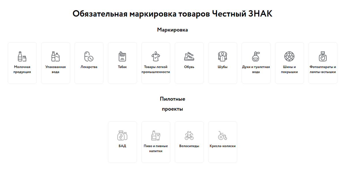 Сейчас в России обязательны к маркировке 20 категорий товаров, маркировку еще четырех пока тестируют. К 2024&nbsp;году планируют маркировать все категории