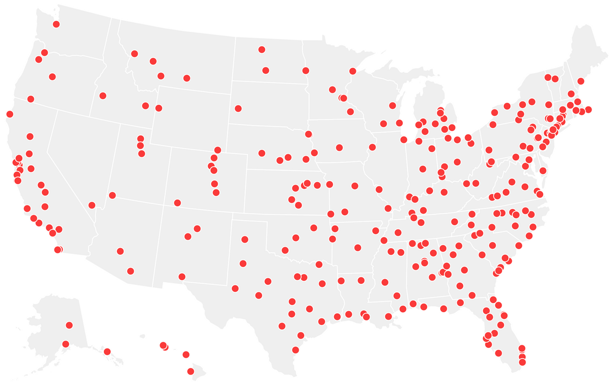 Протесты в городах США с 27 мая по 1 июня 2020 года. Источник: NBC