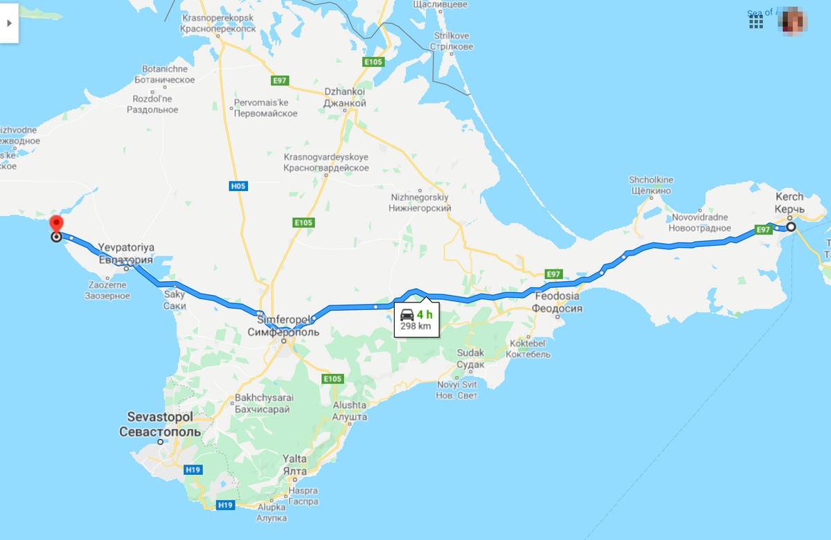 Карта от анапы до евпатории