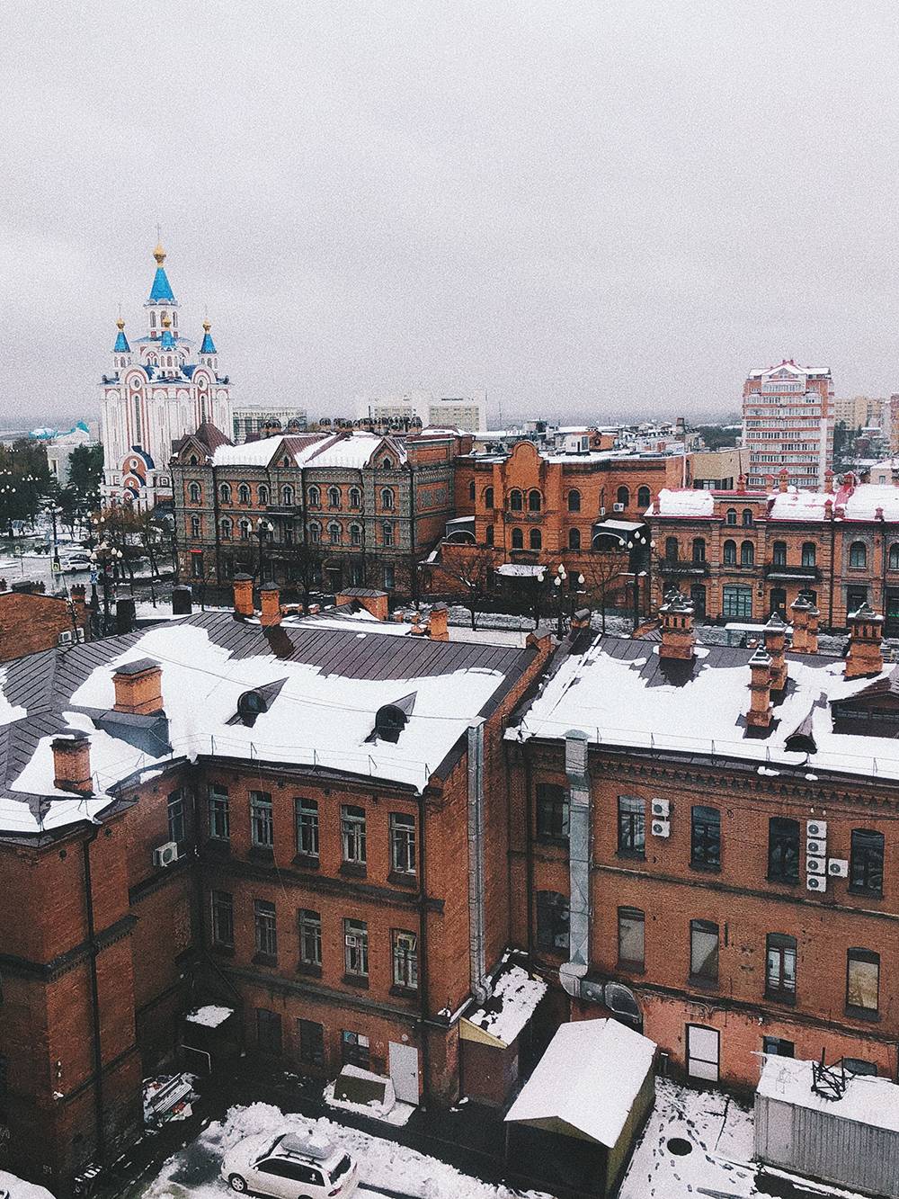 Вид на Комсомольскую площадь и улицу Муравьева-Амурского в Хабаровске