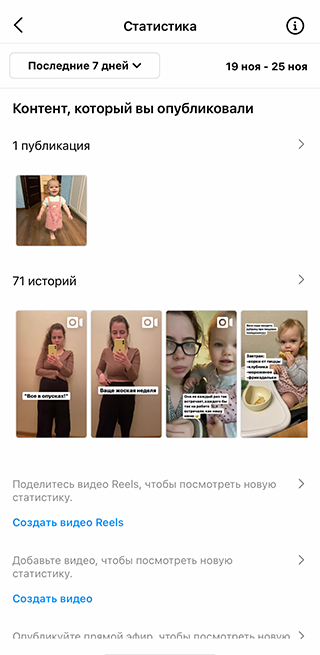 Охваты моих историй. Я отсортировала их от&nbsp;большего к&nbsp;меньшему