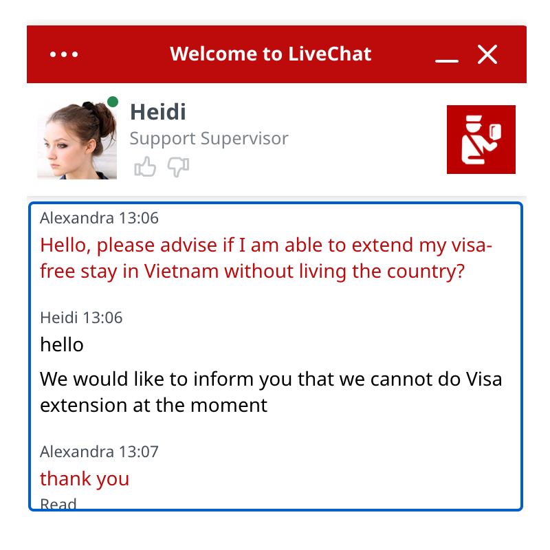 В службе поддержки вьетнамского туристического агентства подтвердили, что продлить безвизовое пребывание во Вьетнаме, не покидая страны, нельзя