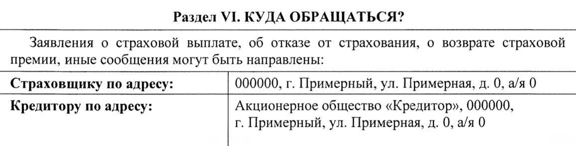 Этой информации в страховых полисах и правилах страхования не было. Ее нужно было искать в кредитном договоре