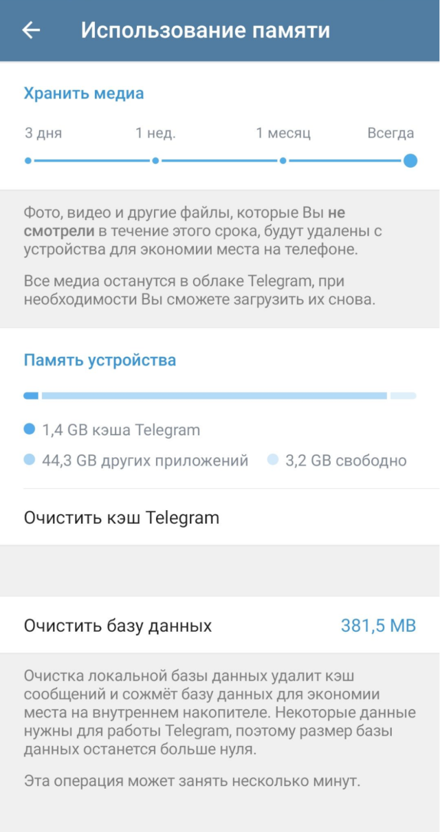 Как дать данные телеграмма. Телеграмм занимает много места. Память телеграмма. Телеграмм занимает много памяти. Очистка телеграмм.