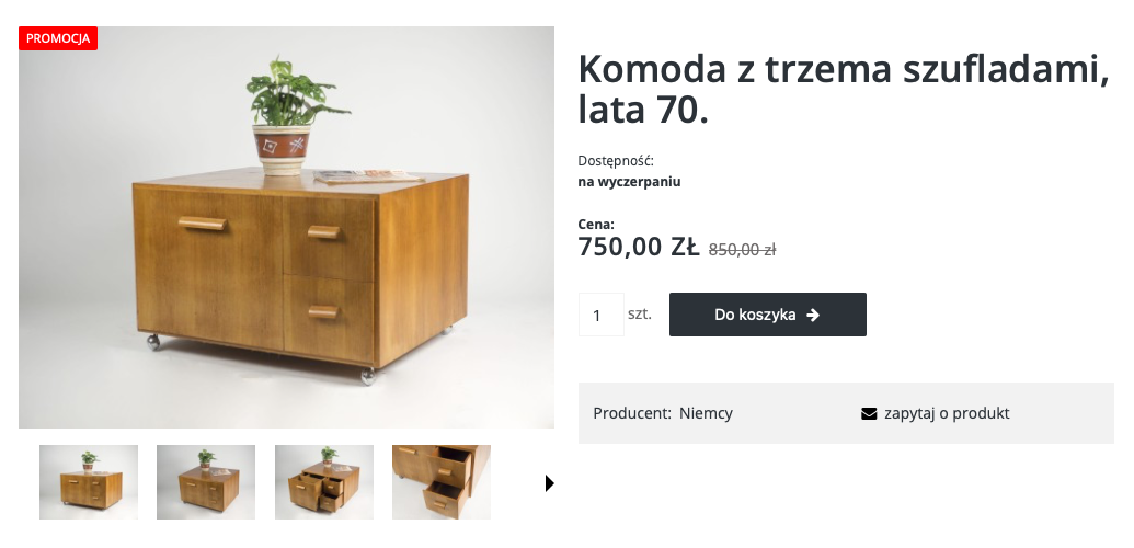 Отличный комод 1970-х годов за 750 PLN. Источник: rakietavintage.pl