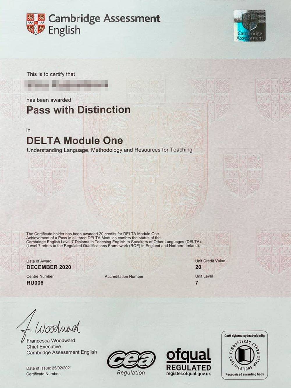 Сертификат Delta для&nbsp;английского языка: преподаватель понимает язык, освоил методологию, знает ресурсы для&nbsp;преподавания. Это первый модуль, есть еще два