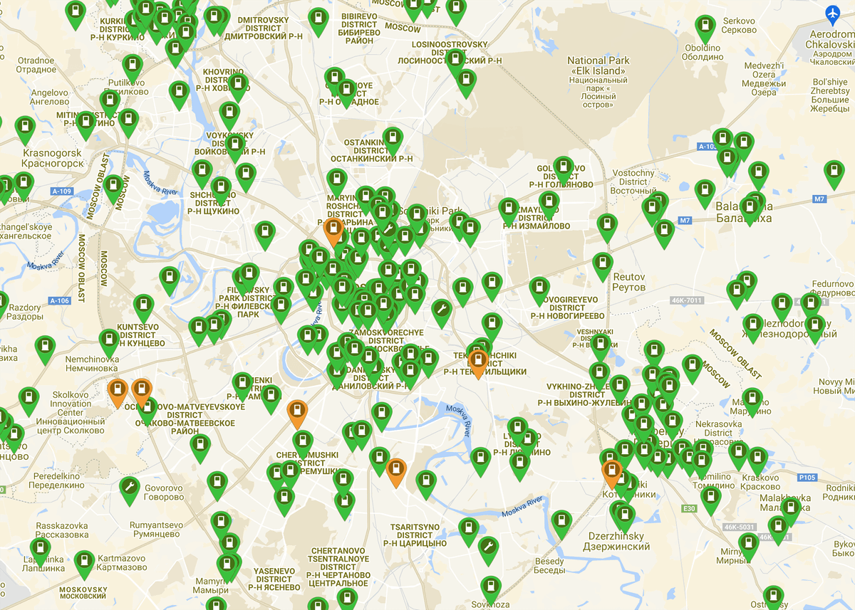 Карта зарядных станций электромобилей
