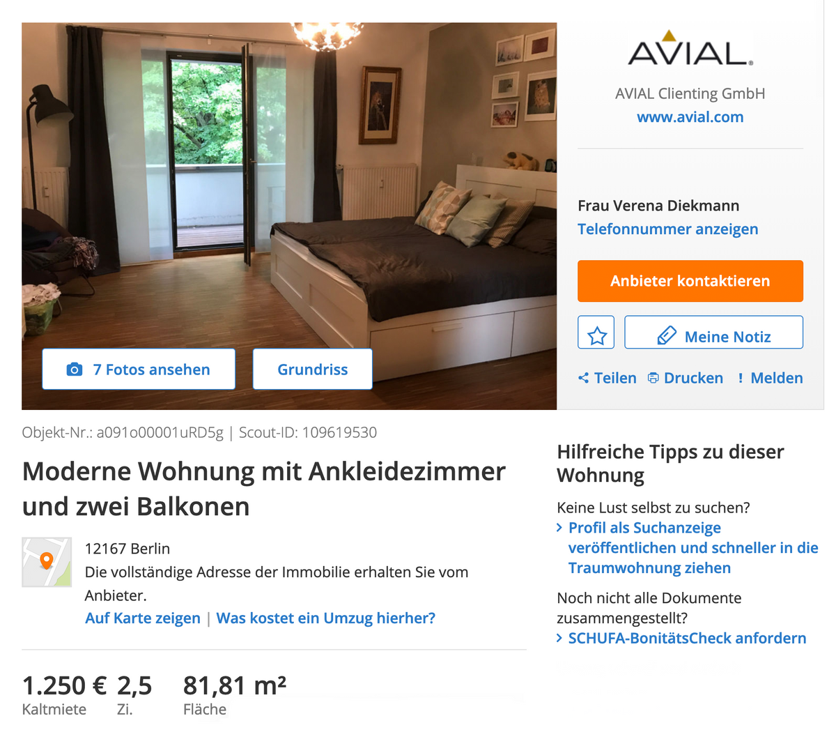 Квартира в отдаленном районе Штеглиц-Целендорф за 1250 € (93 250 <span class=ruble>Р</span>) в месяц