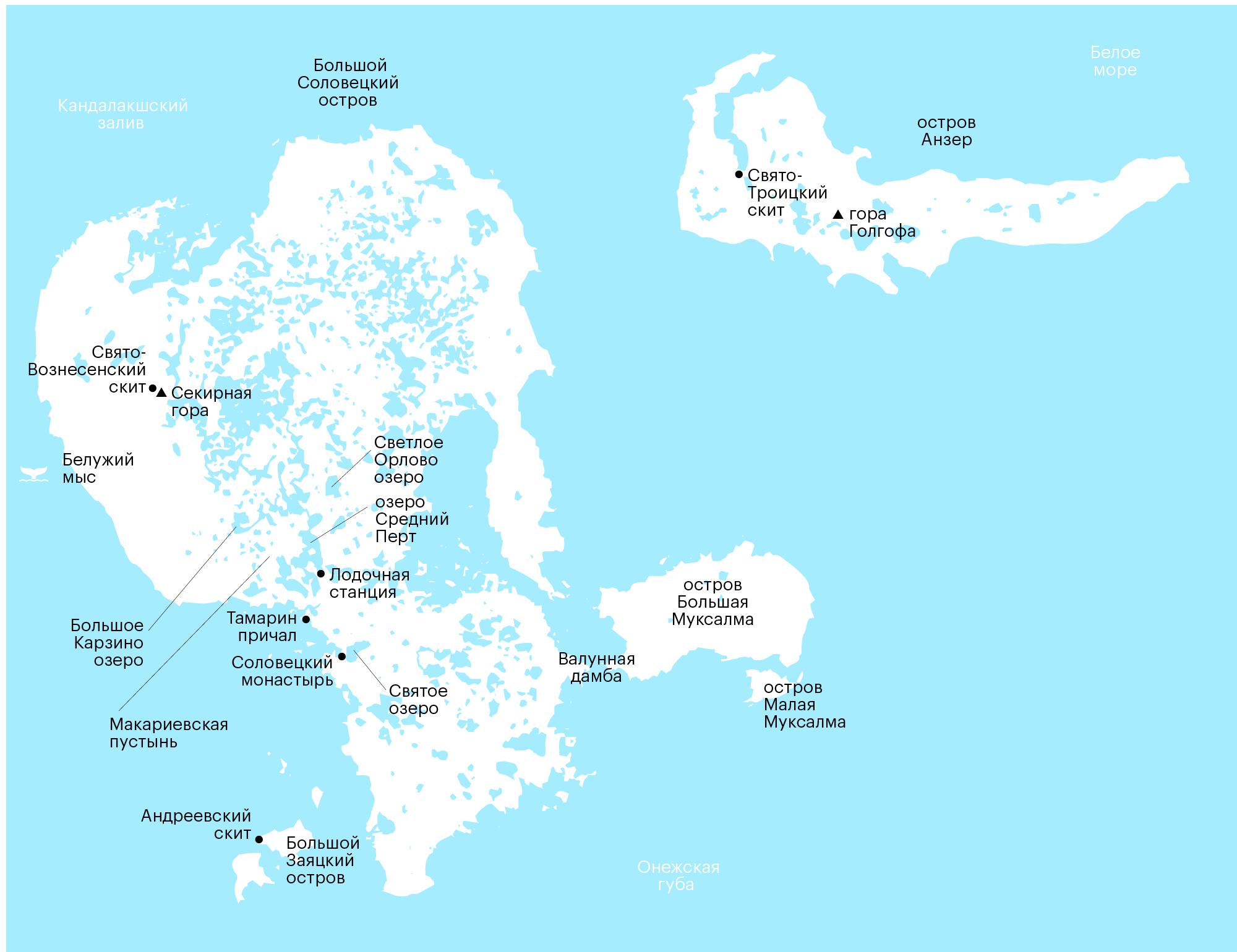 Карта большого соловецкого острова