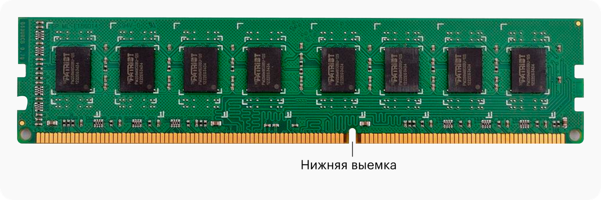 Плашку оперативной памяти невозможно вставить в компьютер неправильно: нижняя выемка просто не совпадет с разъемом и память не получится зафиксировать. Похожие решения есть на каждом из компонентов