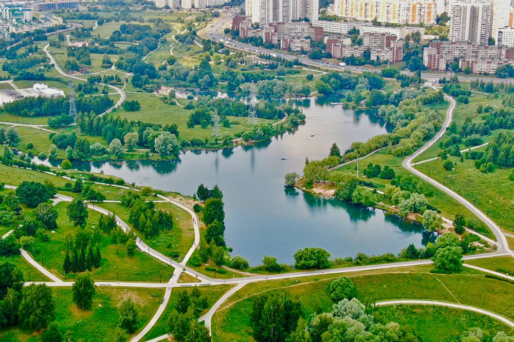 Велосипедные и беговые дорожки проложены вокруг Пенягинского пруда. Источник:&nbsp;mitino.bapark.ru
