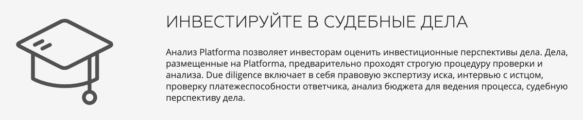 При описании проверки дел для инвесторов «Платформа» ограничивается общими словами