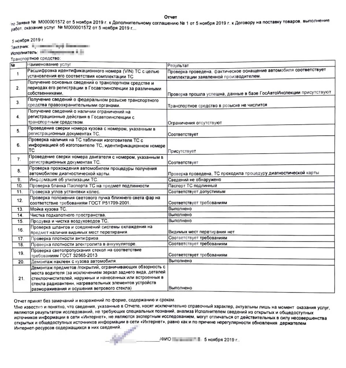 В отчете перед покупкой нет ни слова о ДТП