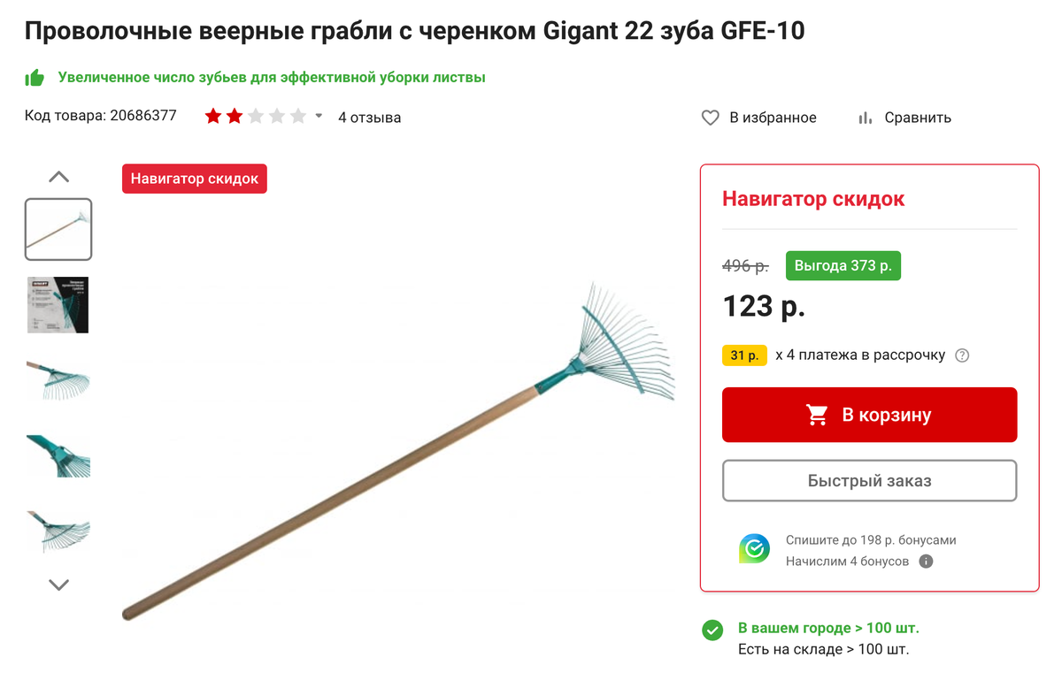 Такие грабли пригодятся, чтобы вычесывать остатки травы и опавшую листву. Источник: vseinstrumenti.ru