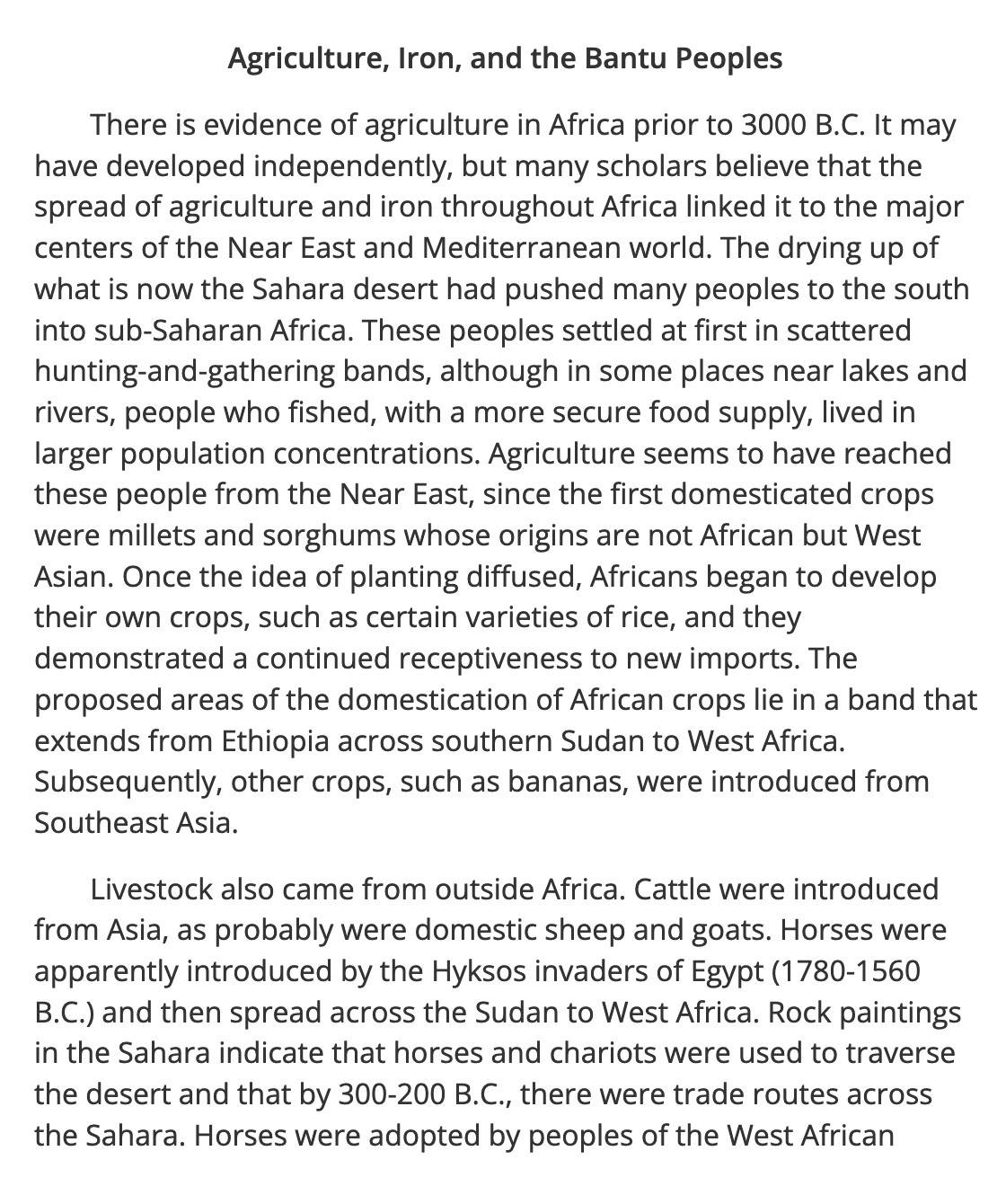 Пример текста в блоке «Чтение». Приводят текст, в котором рассказывают про&nbsp;сельское хозяйство в Африке. Источник: ets.org