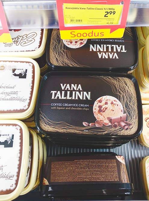 Эстонцы так любят ликер «Вана Таллин», что даже выпускают мороженое с ним. Оно очень вкусное, стоит 3—4 € (210—280 <span class=ruble>Р</span>) за упаковку 480 г