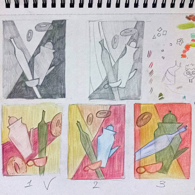 Рисунки дочери, сделанные на занятиях по композиции