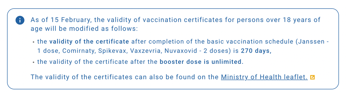 Информация о сроках действия сертификатов вакцинации в Чехии. Источник: covid.gov.cz