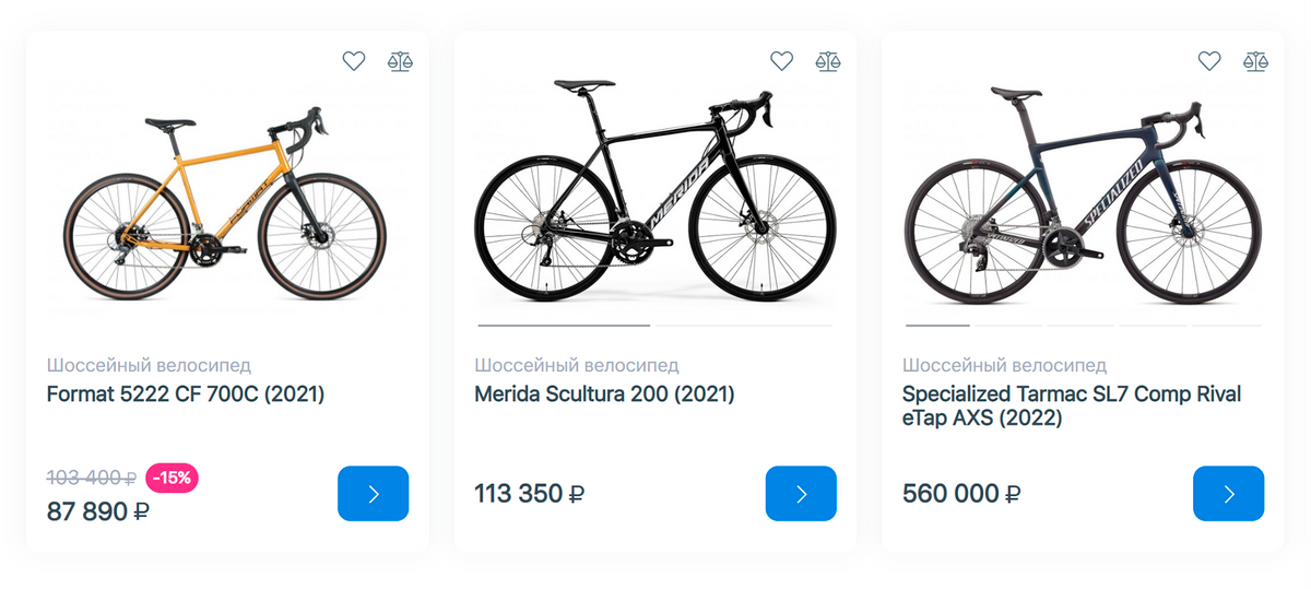 Разброс цен на шоссейные велосипеды очень большой. Источник: pro-bike.ru